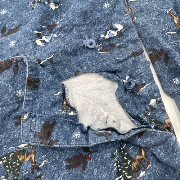 Vtg Flannel Northern Reflections One Piece Pajamas Adult Large Open Backside - Picture 7 of 14